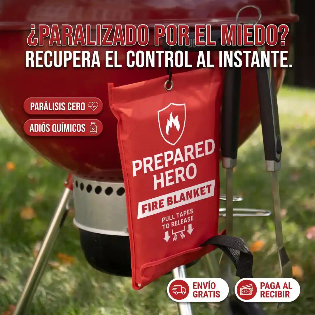 FamilyShield™ Manta Ignífuga - Salva a los tuyos al instante, sin pánico y sin el desastre tóxico del extintor