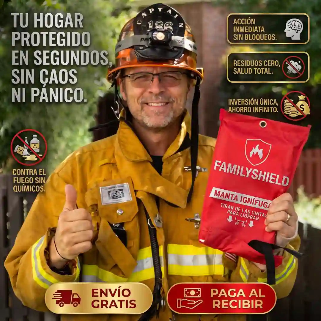 FamilyShield™ Manta Ignífuga - Salva a los tuyos al instante, sin pánico y sin el desastre tóxico del extintor